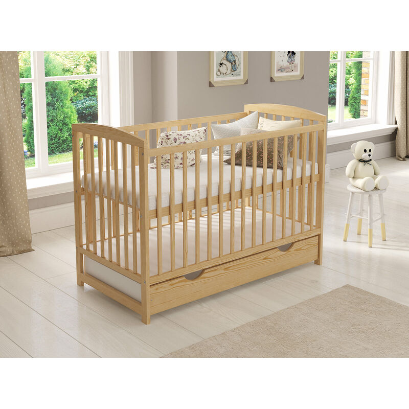 Jacob Cot Bed 120x60cm with drawer (Pine) - Pine