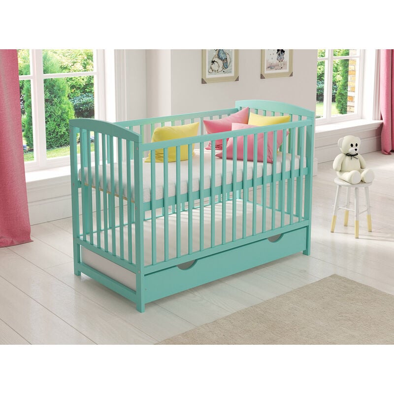 Jacob Cot Bed 120x60cm with drawer (Mint) - Mint