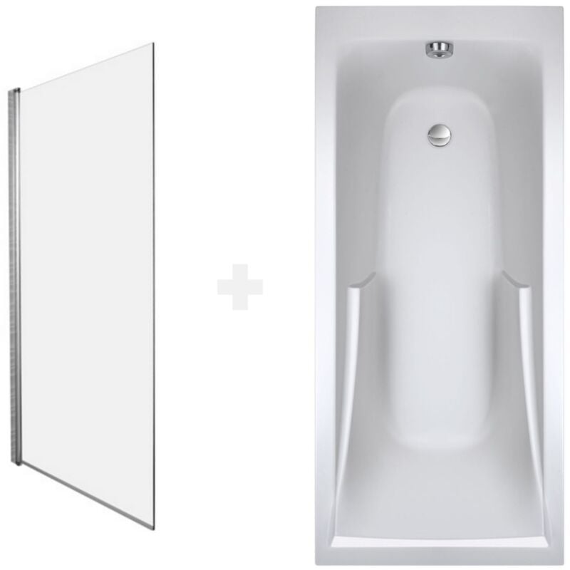 Jacob Delafon - Baignoire droite Corvette confort + pare bain Acrylique renforcé 180 x 80