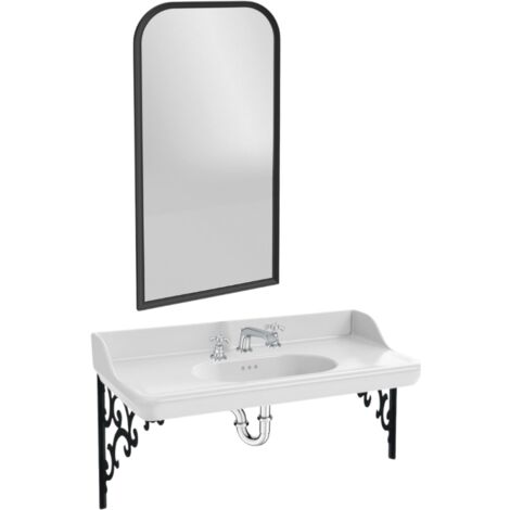 JACOB DELAFON Cléo 1889 Pack lavabo de pared 3 orificios + espejo + mezclador de cruceta cromado + sifón cromado