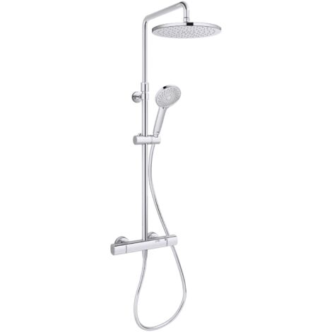Jacob Delafon – Colonne de douche thermostatique ronde avec mitigeur – Chrome – Sécurité anti-brûlure – Économie d'eau – Poignées ergonomiques