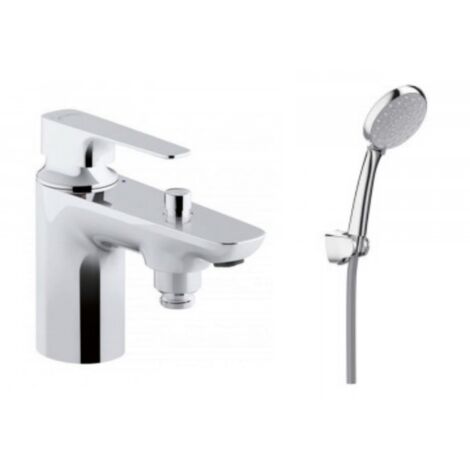 Jacob Delafon - Ensemble Mitigeur Bain Douche mécanique sur gorge monotrou Aleo + avec douchette et flexible Awaken