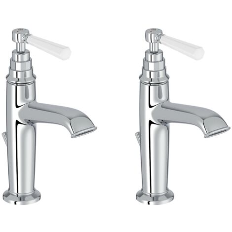 Jacob Delafon – Lot de 2 mitigeurs lavabo Cléo 1889 chrome – Installation monotrou – Hauteur 218mm – Débit 5L/mn – Flexibles d'alimentation inclus