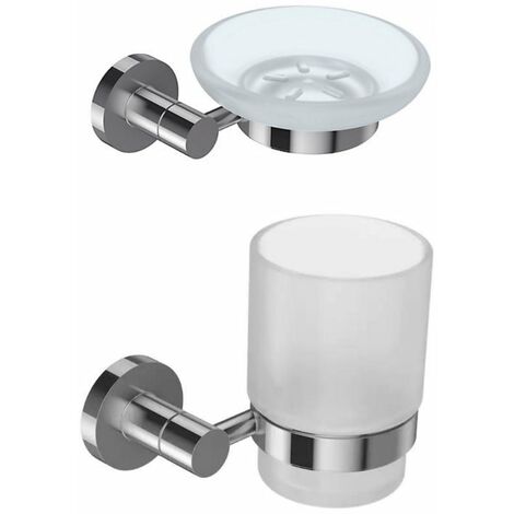 JACOB DELAFON Lot Porte savon Classique Chrome et Porte gobelet Classique avec verre chrome