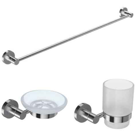 JACOB DELAFON Lot Porte savon Classique, Porte gobelet Classique avec verre et Barre porte-serviettes Classique