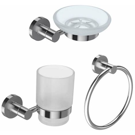 JACOB DELAFON Lot Porte savon Classique, Porte gobelet Classique et Anneau porte-serviettes Classique
