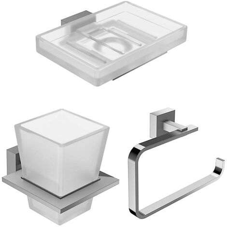 JACOB DELAFON Lot Porte savon Moderne, Porte gobelet Moderne avec verre et Anneau porte-serviettes Moderne