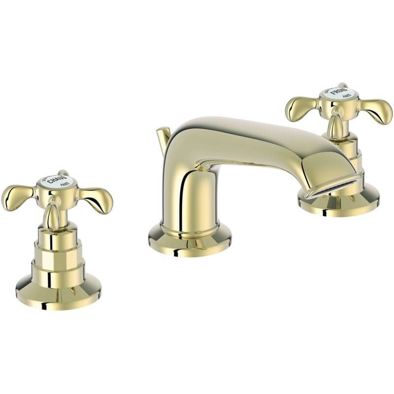 Jacob Delafon - Mélangeur 3 trous lavabo Cléo poignées à croisillon - Or beige