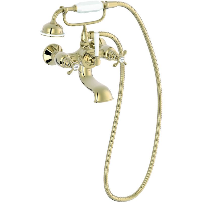 JACOB DELAFON - Mélangeur mural rétro avec douchette Cleo - Or beige