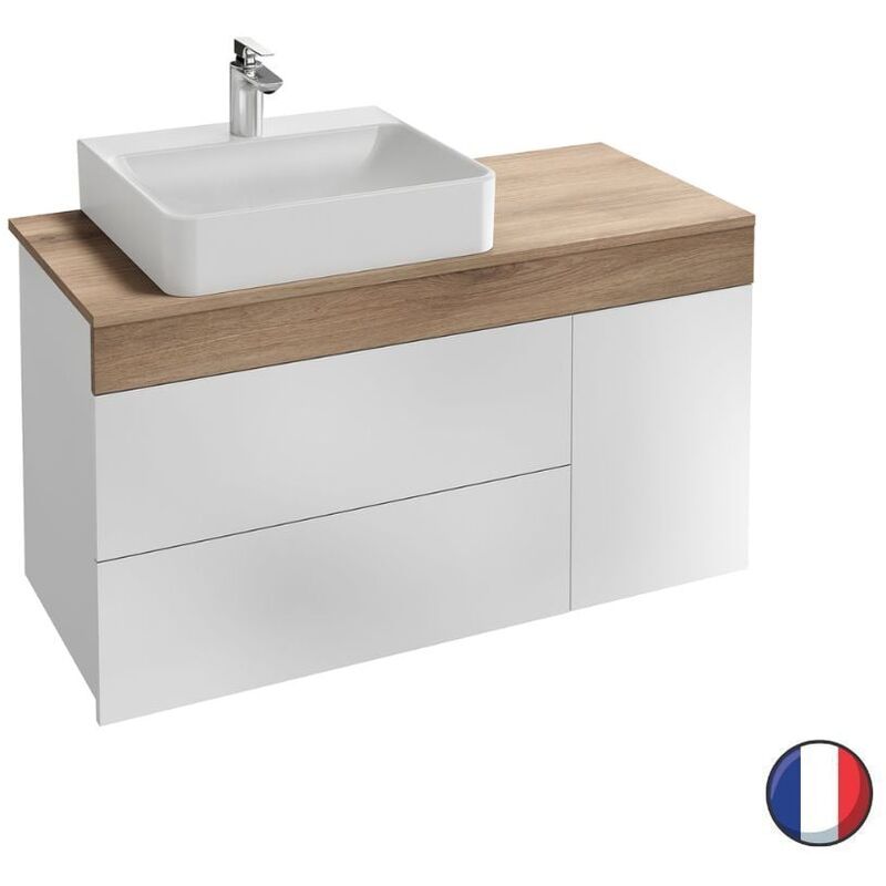 Jacob Delafon - Meuble vasque à poser à gauche 103 cm sully blanc et chêne Quêbec