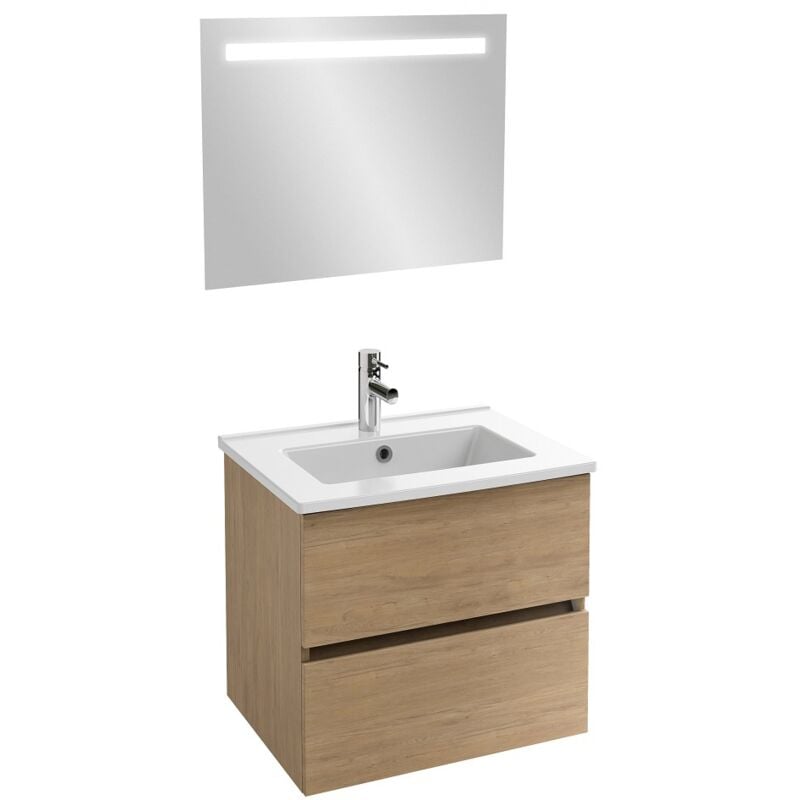 Jacob Delafon - Meuble vasque 80 cm Tolbiac chêne + miroir led