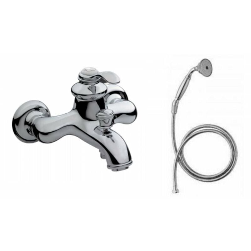 Ensemble Mitigeur Bain Douche mécanique mural avec douchette et flexible Fairfax - Jacob Delafon