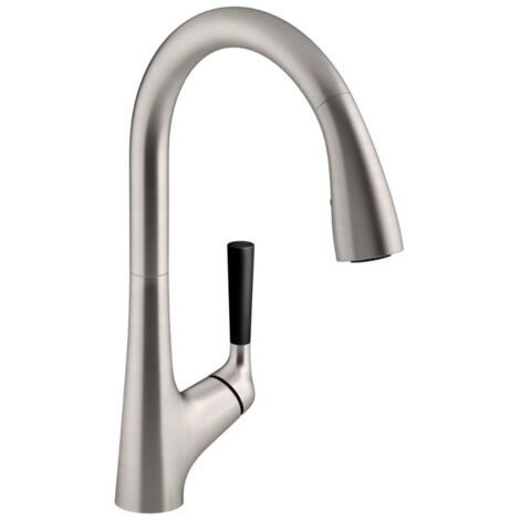 JACOB DELAFON Mitigeur cuisine Malleco Bec haut inox brossé douchette extractible