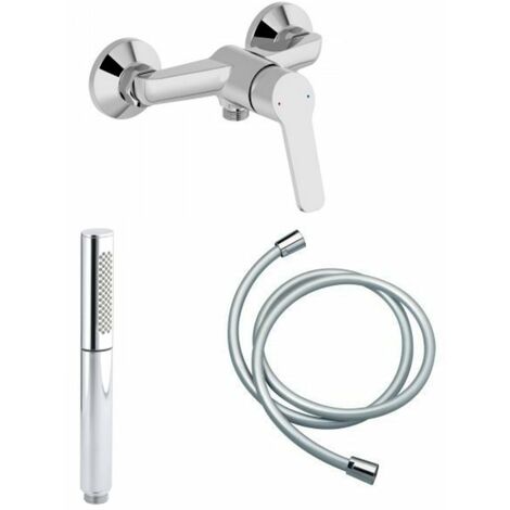 JACOB DELAFON Mitigeur de douche Aimé chrome + Douchette 2 jets chromé + Flexible lisse Chrome