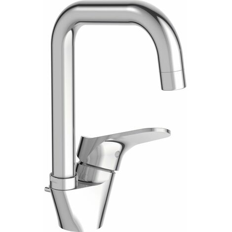 Jacob Delafon – Mitigeur de lavabo chromé Brive – Bec haut orientable avec mousseur – Débit 5 L/min – Hauteur 259 mm – Raccordement F 3/8' - E78116-4-CP