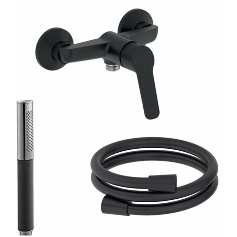 JACOB DELAFON Mitigeur douche Aimé black avec douchette stick Shift Ellipse noir et chrome et flexible lisse anti-torsion 1600 mm noir Inimitable