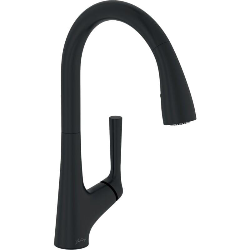 Jacob Delafon - Mitigeur cuisine Forte Bec haut douchette extractible noir mat