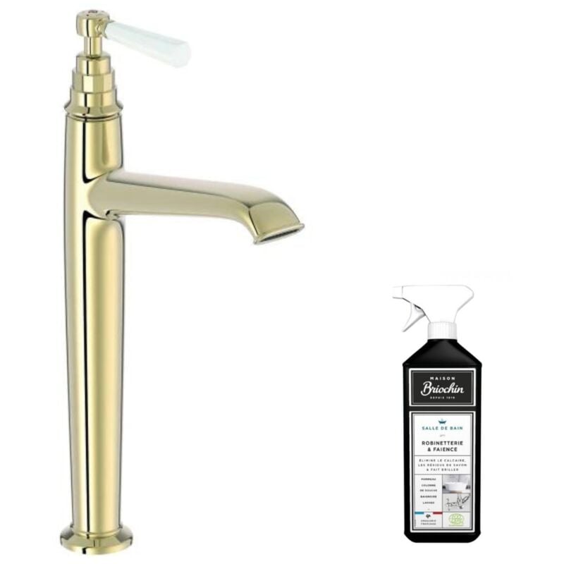 Jacob Delafon - Mitigeur lavabo haut Cléo 1889 or beige + nettoyant Briochin