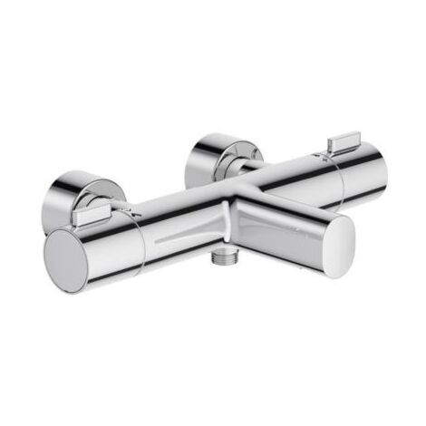 Jacob Delafon – Mitigeur thermostatique de baignoire mural chrome – Finition métal – Butée de sécurité à 37°C – Température maximale 50°C