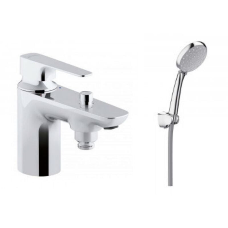 Ensemble Mitigeur Bain Douche mécanique sur gorge monotrou Aleo + avec douchette et flexible Awaken - Jacob Delafon