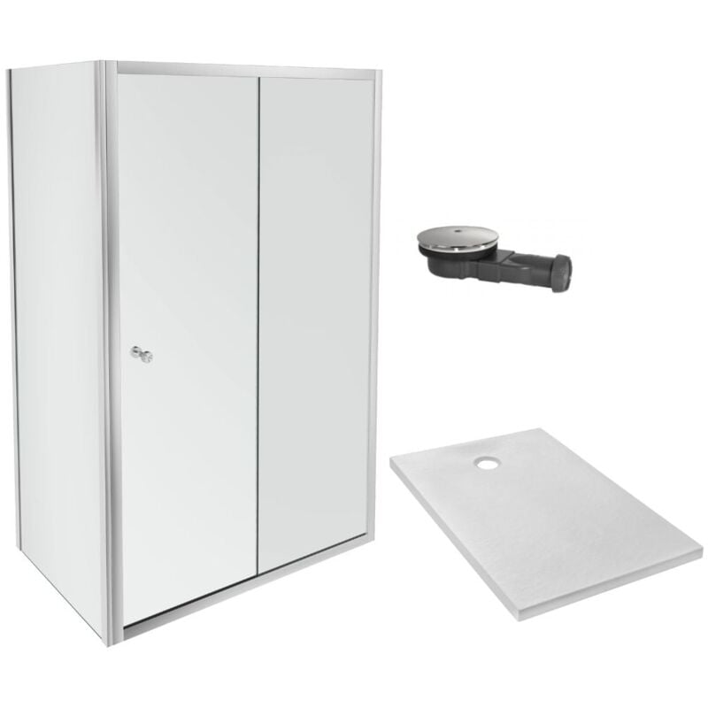 Jacob Delafon - Receveur douche Ipso 90x90 + paroi porte pivotante angle + bonde
