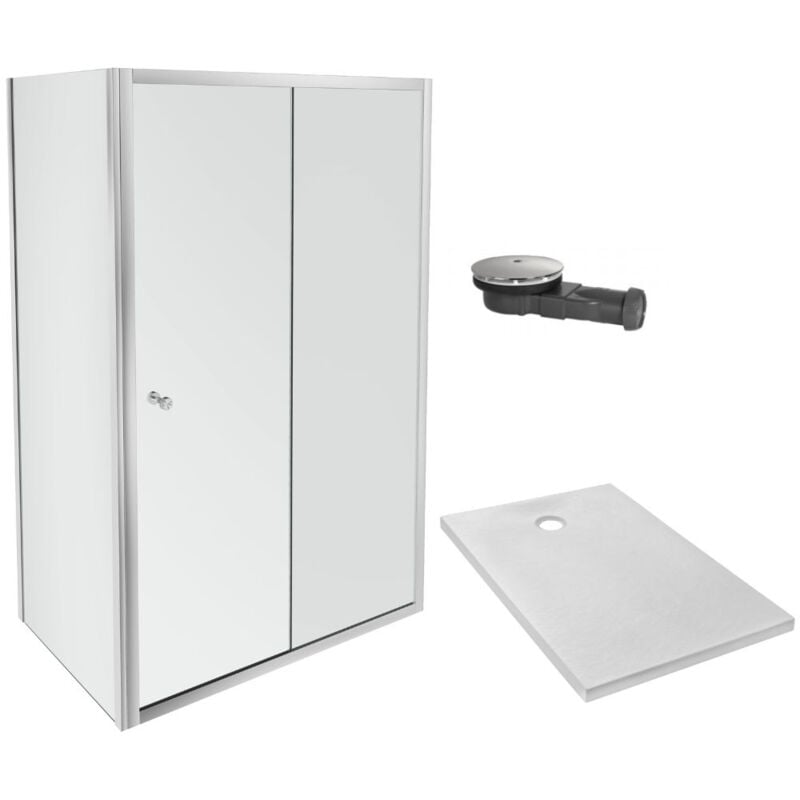 Jacob Delafon - Receveur douche Ipso 120x80 + paroi coulissante angle + bonde