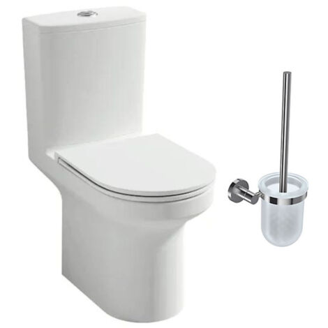 JACOB DELAFON Pack WC au sol blanc sans bride Elite avec abattant extraplat fermeture douce avec porte-balai classique
