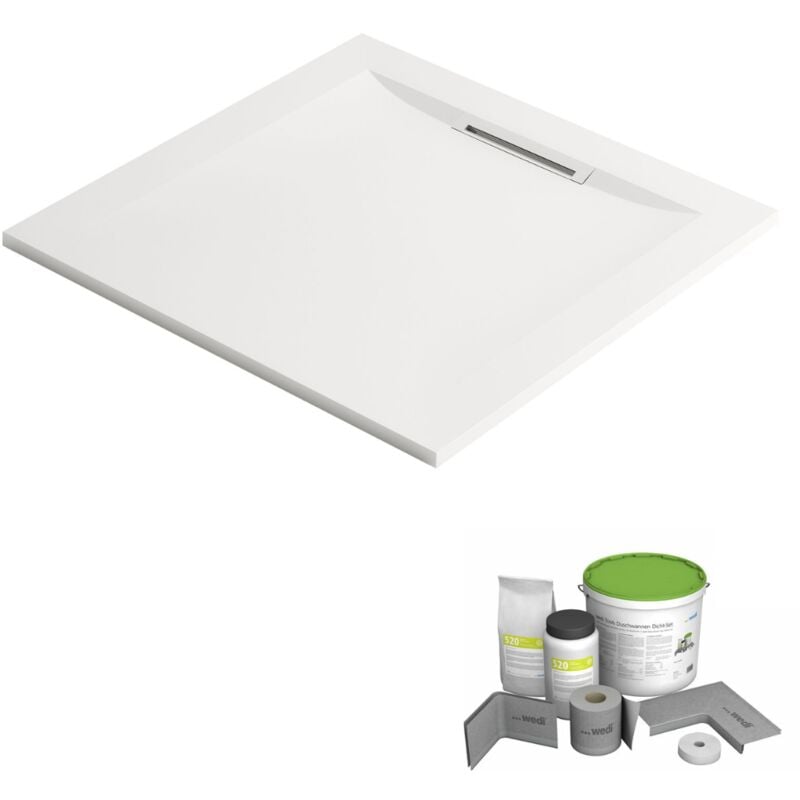 Pack receveur de douche 90 x 90 JACOB DELAFON Flight Pure quart de rond blanc + Kit d'étanchéité WEDI + Pieds