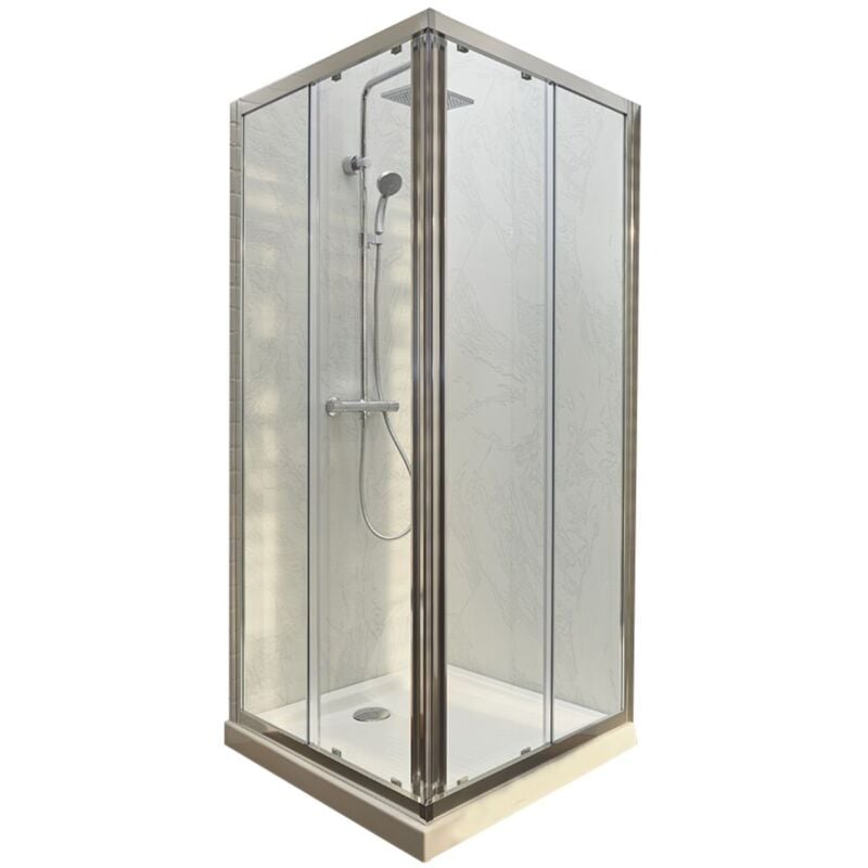 Jacob Delafon - Lot receveur douche Ipso 80x80 cm + paroi douche d'angle 190x80 cm Serenity