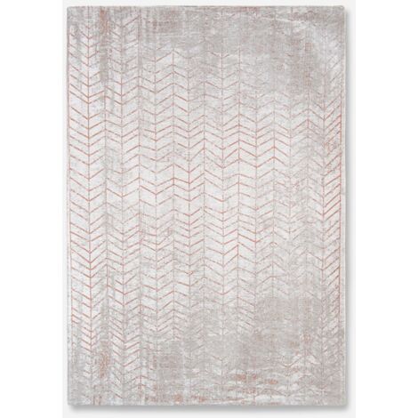 JACOB'S LADDER DESIGN – MAD MEN CHEVRONS TEPPICH – Hergestellt in Belgien  – Handarbeit – Natürliche Rutschfestigkeit – 85 % Baumwolle – 15 % Polyester – Kupferfarben – 200 x 280 cm