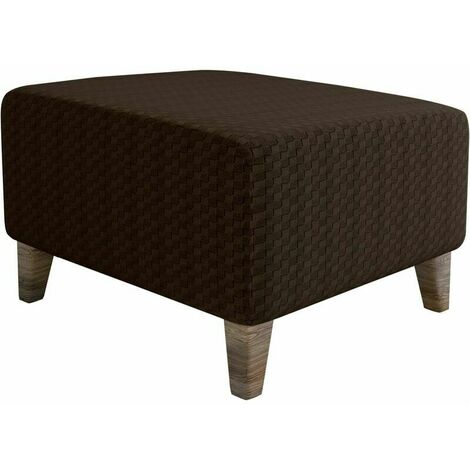 Jacquard Slipcover Rectangular Stretch Ottoman Covers, Footstool Cover Furniture Protector Stool Cover with Non-Slip Elastic Bottom (Coffee Brown,S)