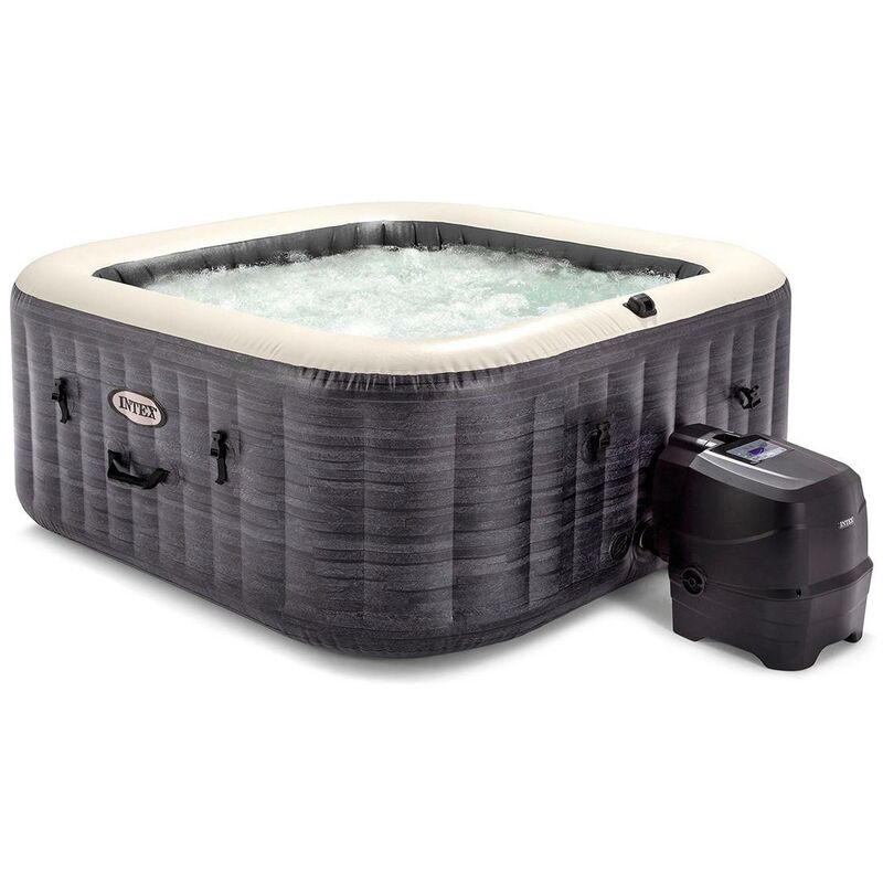 Jacuzzi Hinchable Cuadrado Purejacuzzi Burbujas Gris Pizzara - 4 Plazas Intex Gris Pizarra
