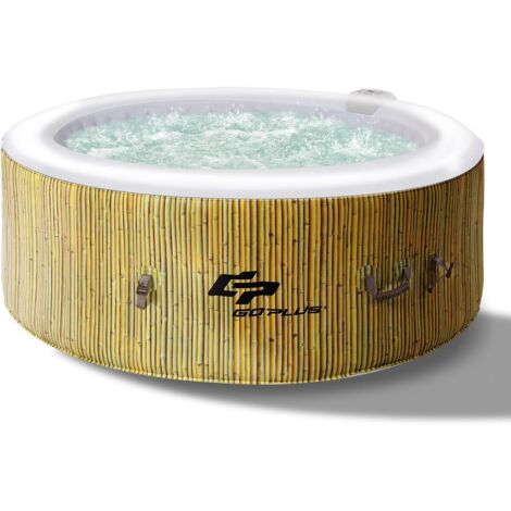Jacuzzi spa gonflable rond 4 personnes massage à bulles, panneau numérique, 180 x 180 x 65 cm