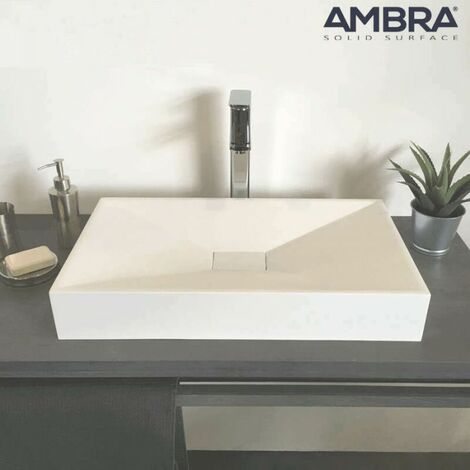 Lavabo da Appoggio Rettangolare Moderno - Bianco - 600 mm x 390 mm (senza  Fori per Rubinetteria) - Haldon