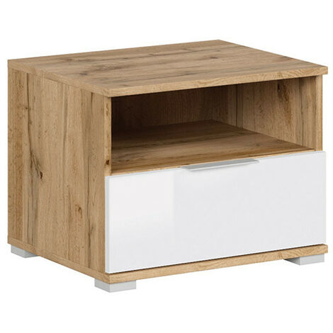 JADEA - Mesita de noche de Estilo escandinavo para dormitorio/adolescente - 50x41x38.5 - Cajón+estantería - Mesita de noche - Blanco
