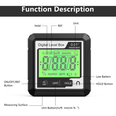 Jaeguer Digital Niveau à Bulle Électronique JD10 avec Base Magnétique  Mesure d'Angle Haute Précision LCD