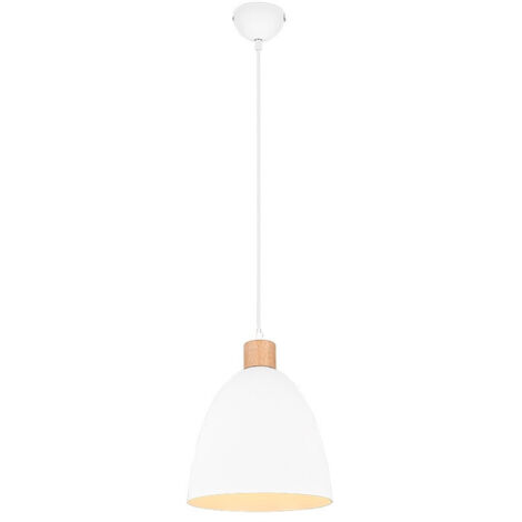 JAGGER SOSPENSIONE CONO METALLO BIANCO E LEGNO D.25CM 1 LUCE ATTACCO E27