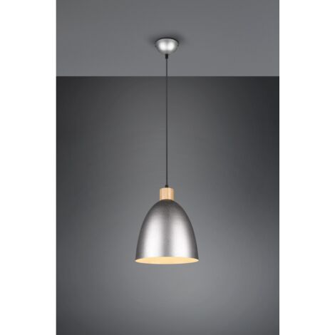 JAGGER SOSPENSIONE CONO METALLO NICKEL ANTICATO E LEGNO D.25CM 1 LUCE ATTACCO E27
