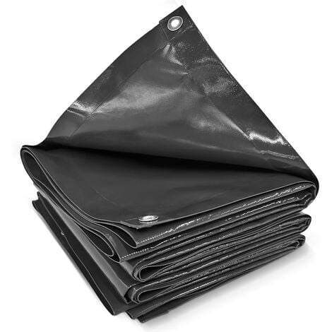 Jago® Abdeckplane - 650 g/m², Wasserdicht & Reißfest, Aluminiumösen, Anthrazit, 2 x 3 m, Beidseitig Beschichtet - Schutzplane, LKW Plane, Gewebeplane, Regenplane