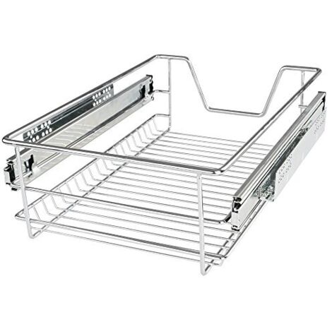 Set Di 2 Cassetti Estraibili Per Cucina Regolabili In Larghezza (32-52 Cm) - In Acciaio, Guide Scorrevoli Silenziose, Fino A 30 Kg