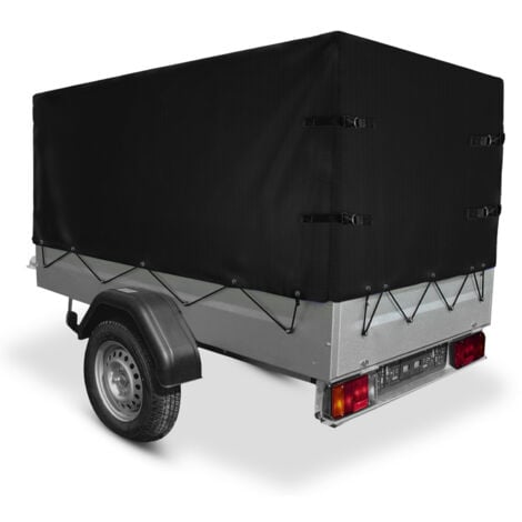 Jago® Cubierta de Lona - Impermeable, Resistente a Intemperie, Exterior, PVC, 500 g/m², 207x115x90 cm, Cuerda Elástica de 7m, Cinturones y Ojales, Negra - Lona Protectora Durable, Tarpaulin