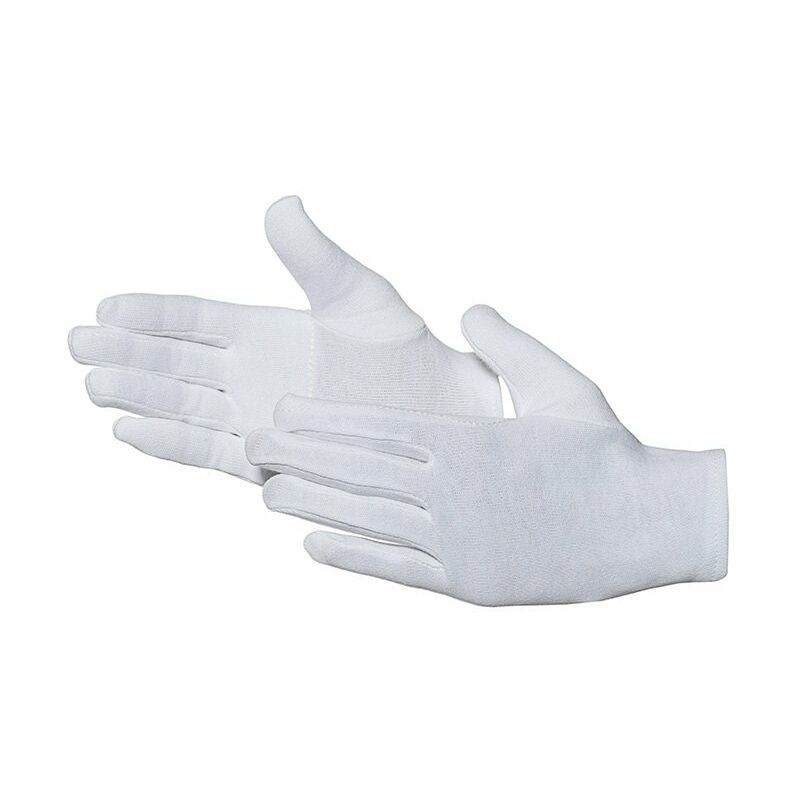 Image of JAH - 585 - Guanti in cotone, 12 paia di guanti in cotone, colore: bianco, misura 9