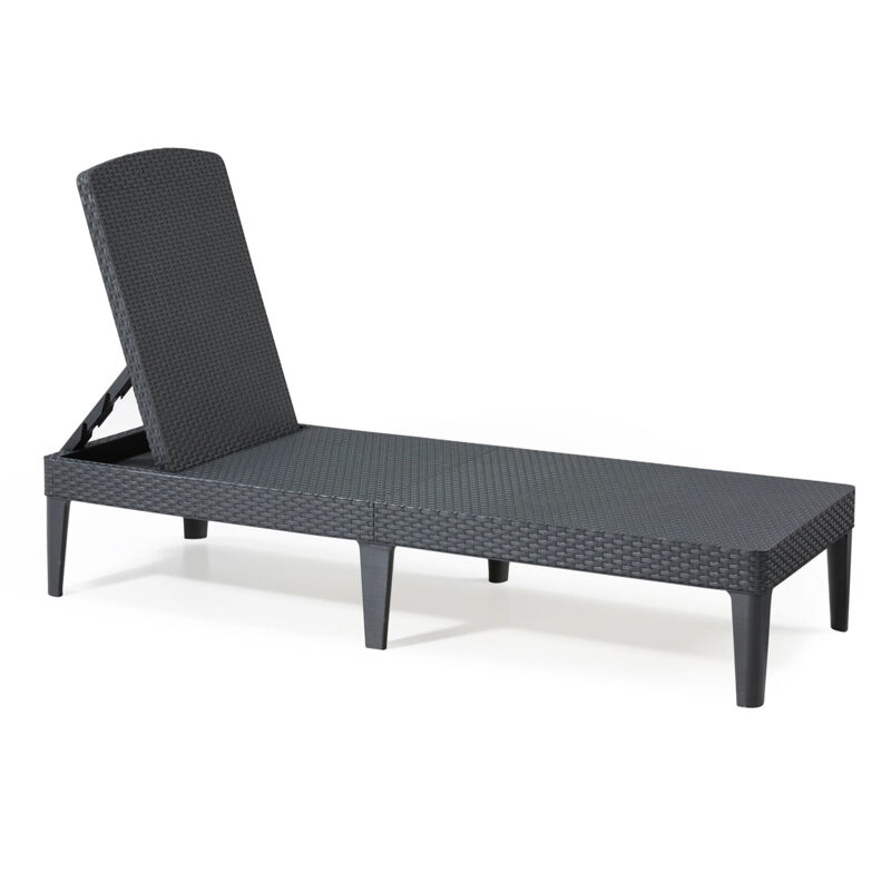 Jaipur - Bain de soleil plat en poly rotin anthracite