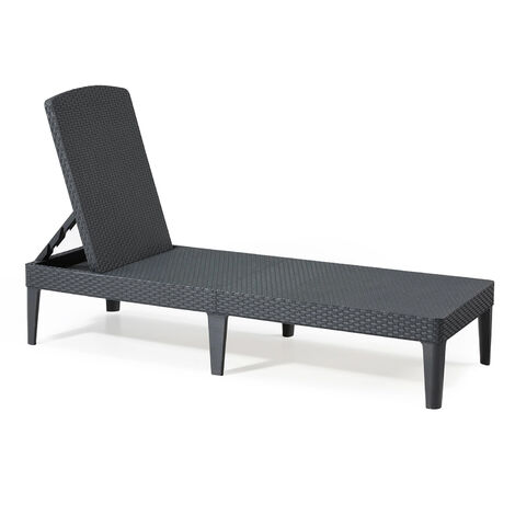 Jaipur - Lettino Prendisole Design Piatto In Polyrattan Antracite