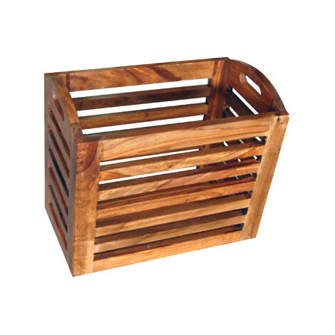 Jaipur Small Basket - Sheesham Wood - L25 x W41 x H35 cm - Honey Dark Finish