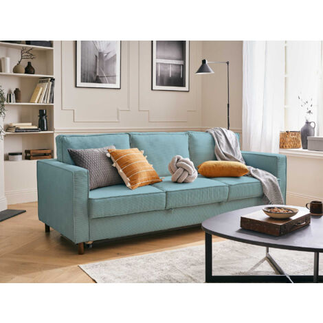 Jake - 3-sitzer sofa – mit schlaffunktion – aus cord - blau