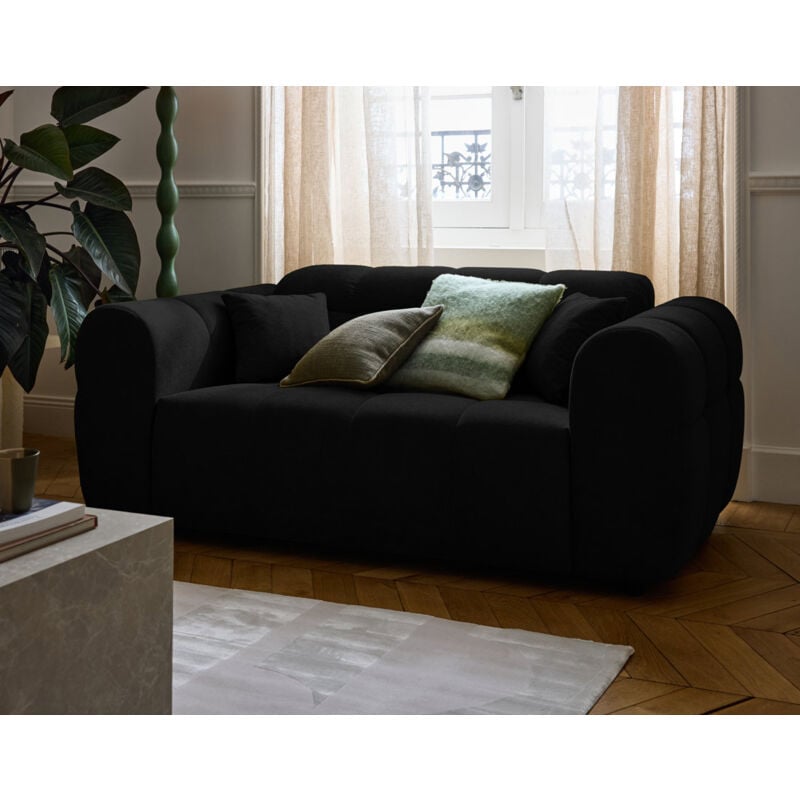 Lisa Design - Ray - canapé droit 2 places en tissu texturé - noir