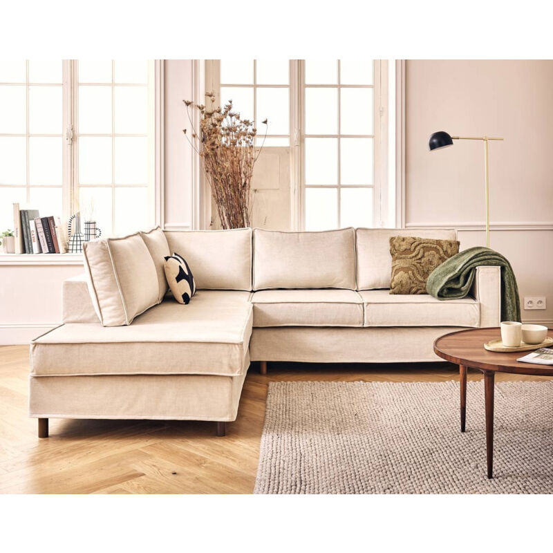 Lisa Design - Jake - canapé déhoussable d'angle gauche 5 places en velours