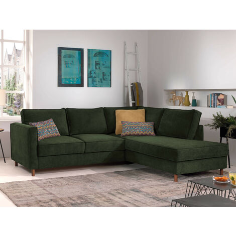 Jake - ecksofa mit schlaffunktion - 5-sitzer - aus samt - rechts - grün