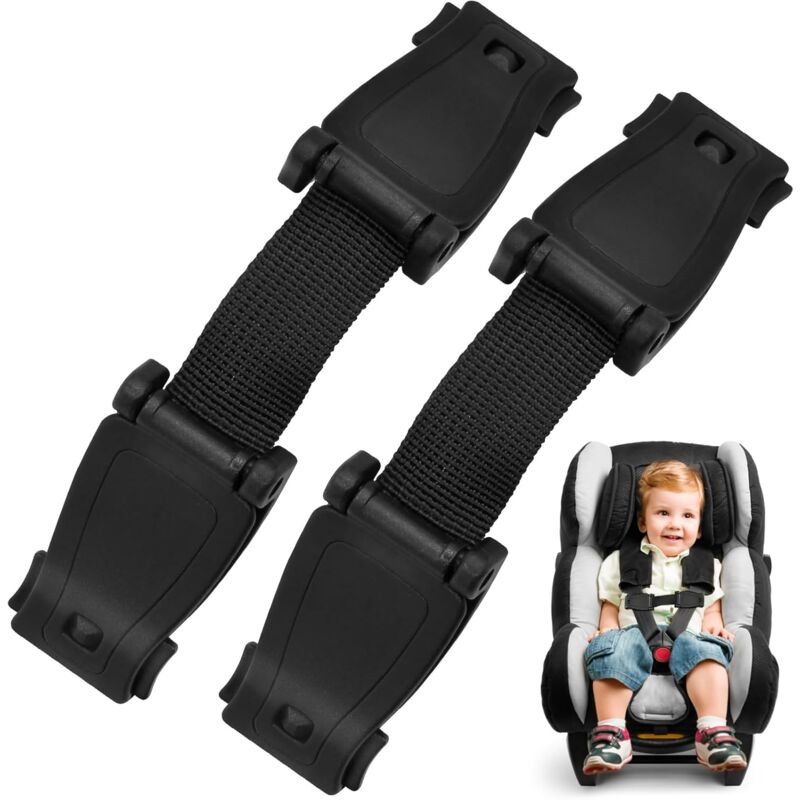 Jalleria - 2 Pack Kids Car Safety Belt Chest Clip, Car Seat Belt Clip, Adjustable Chest Strap, Practical and Safe for Strollers and Car Seats (Black,